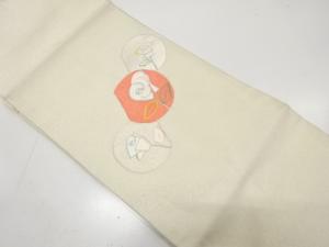 薔薇模様　刺繍　名古屋帯